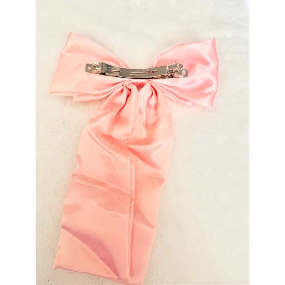 Blush Pink Satin Bow French Barrette Hair Clip Coquette Balletcore - Picture 3 of 3